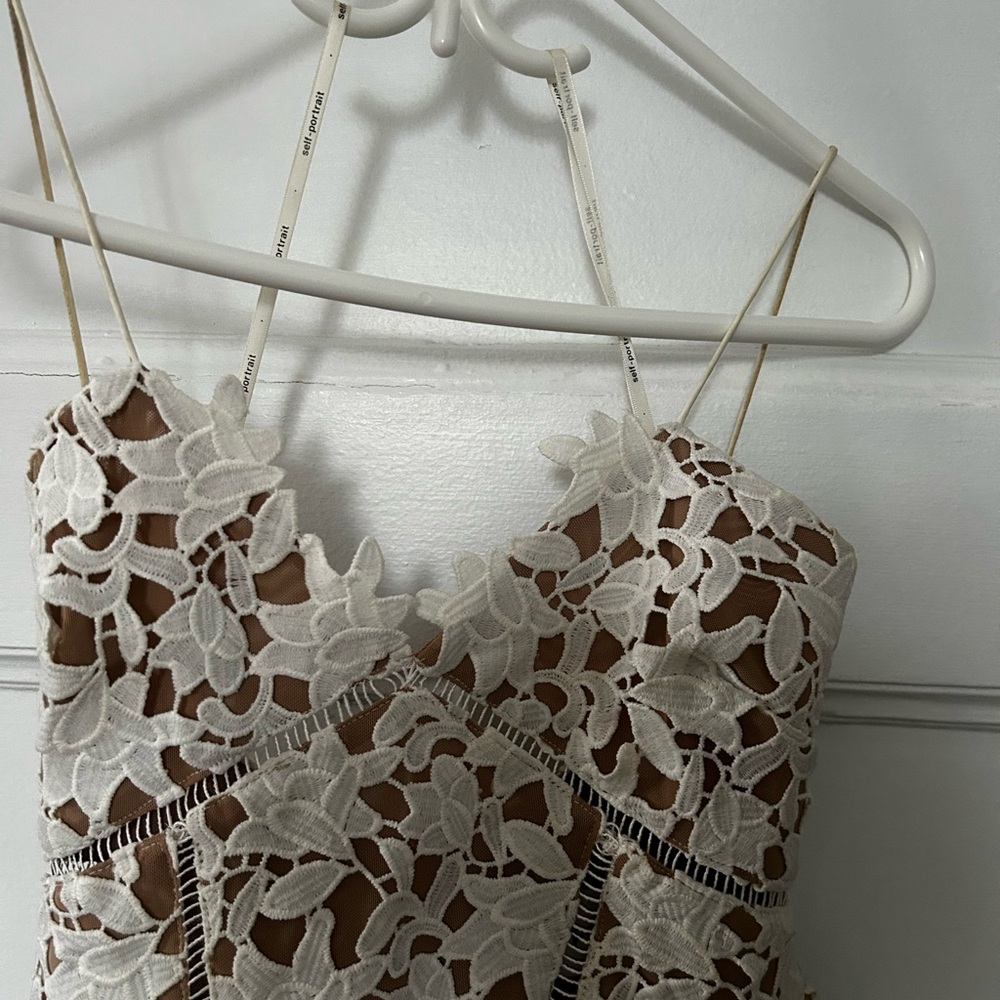 Self-Portrait White Floral Lace Midi Dress - Picture 3 of 4